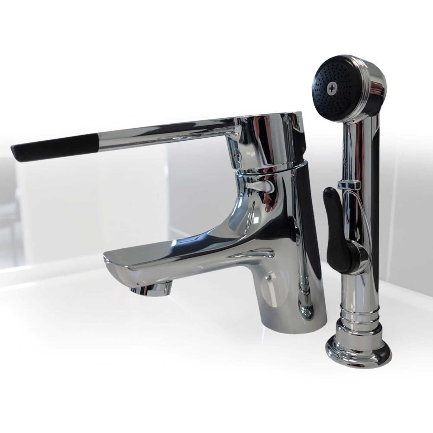 KIBOMED 201 - Armatur mit verlängertem Bedienhebel (MIT Handbrause), seniorengerecht